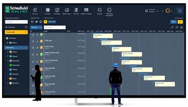 A project scheduling dashboard on ScheduBuild Online displaying Gantt charts, task assignments, resource allocations, and project timelines, with construction team members updating schedules and tracking progress in real-time, showcasing a streamlined and collaborative scheduling platform for construction projects.
