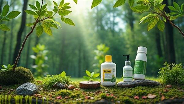 An artistic depiction of a digital ad campaign promoting eco-friendly products in a natural setting, emphasizing the sustainability and environmental impact of GreenAd Innovations