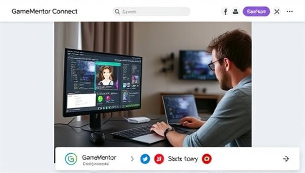 An engaging virtual mentorship session with a game development expert guiding a mentee through a project, sharing insights on screen, and fostering a collaborative learning environment within the GameMentor Connect platform, showcasing the interactive and supportive mentorship network for aspiring game professionals.