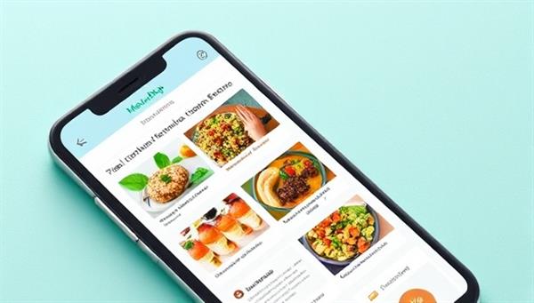 An engaging smartphone screen displaying the MealMap app interface with colorful meal suggestions, interactive recipe cards, and a smart shopping list feature, showcasing its user-friendly design and efficiency in meal planning.