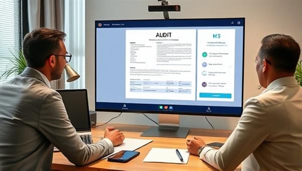 An image of a virtual meeting setup with a tax expert guiding a client through audit documents on a shared screen, showcasing professionalism and expertise in remote audit support services.