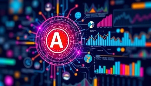 An abstract visualization of an AI algorithm processing various career data points with colorful graphs and charts, symbolizing personalized career insights and recommendations.