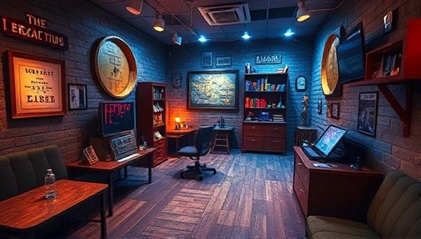 A visually captivating virtual escape room setting with intricate puzzles, mysterious clues, and interactive elements, creating a sense of excitement and challenge for participants, all within a captivating virtual environment.