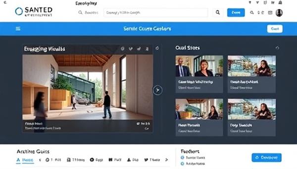 An online course platform screen displaying a sample architectural course module with engaging visuals, interactive quizzes, and a community forum for students to interact and learn together.