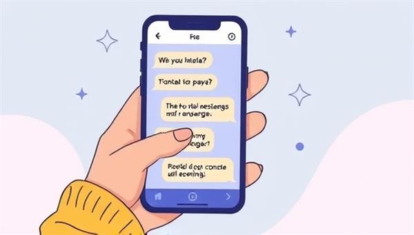 An illustration of a person engaging with the mental health chatbot on a smartphone screen, receiving supportive messages and mental health resources, creating a virtual companion for emotional well-being and crisis support.