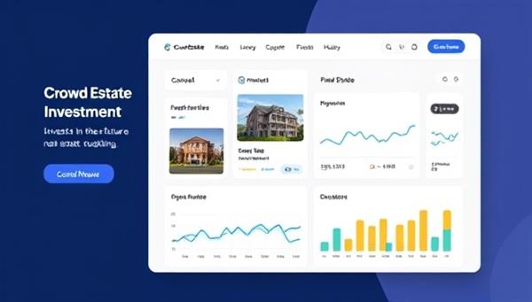 An engaging digital interface of the CrowdEstate Fund platform showcasing diverse real estate investment opportunities, interactive graphs, and user-friendly navigation, inviting users to explore and invest in the future of real estate crowdfunding.
