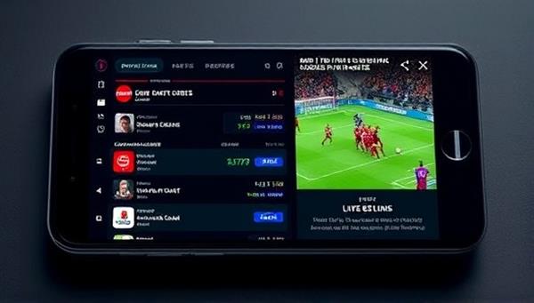 A mobile device screen displaying a live sports event with betting options, real-time odds updates, and interactive features for users to engage with other bettors and follow the action, illustrating the dynamic and immersive live betting experience offered by the app.
