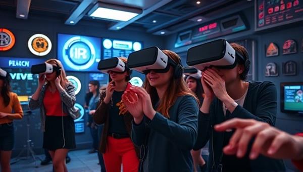 An exhilarating virtual reality scene with players wearing VR headsets, solving intricate puzzles in a futuristic virtual escape room filled with interactive elements and hidden clues, creating a thrilling and immersive gaming experience.