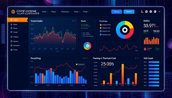 An innovative digital interface displaying a dynamic cryptocurrency portfolio dashboard with interactive charts, performance indicators, and real-time market data, reflecting the platform
