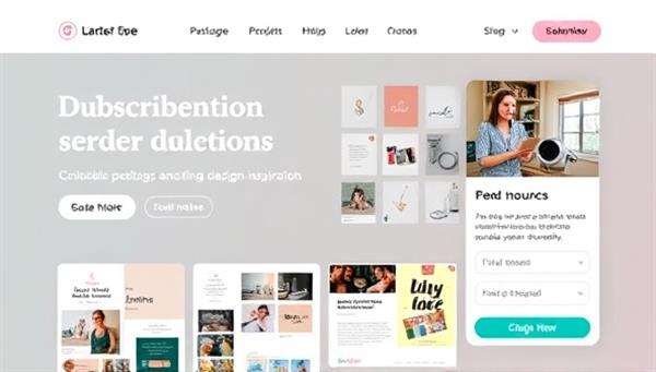 An online subscription service landing page featuring a variety of design packages, mood boards, and design resources, with vibrant visuals and engaging content to entice subscribers and showcase the value of ongoing design inspiration and support.