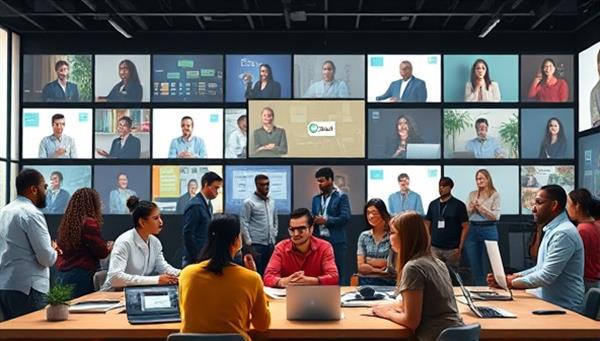 A digital learning environment with diverse students engaging in online courses, interactive workshops, and virtual networking events, guided by expert instructors and mentors, fostering a collaborative and dynamic atmosphere for skill development and lifelong learning for subscribers.