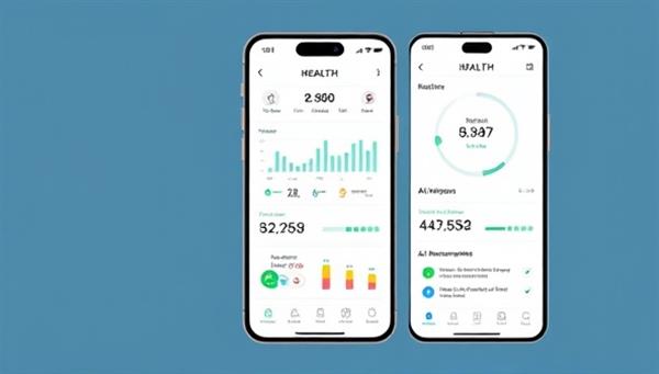 An innovative mobile app interface displaying personalized health insights, real-time monitoring data, and AI-driven health recommendations, illustrating the cutting-edge technology and user-centric design of HealthAI Watch.