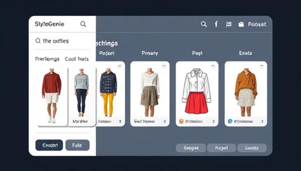 An AI interface displaying a variety of outfit suggestions based on user preferences, showcasing the convenience and personalized experience offered by StyleGenie AI