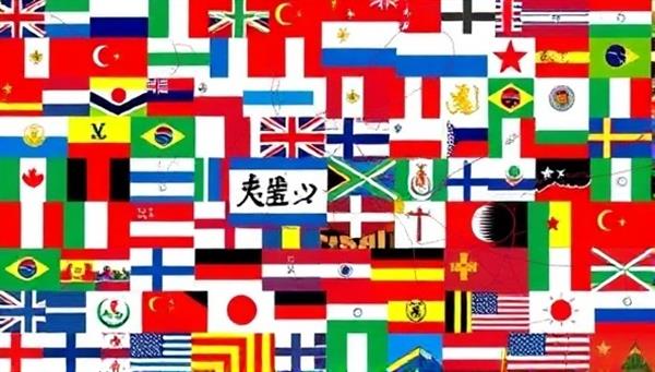 A vibrant digital mosaic showcasing diverse flags representing different languages and cultures, interconnected through colorful lines symbolizing the global language exchange network of LingoLink Exchange, promoting diversity and language learning opportunities.