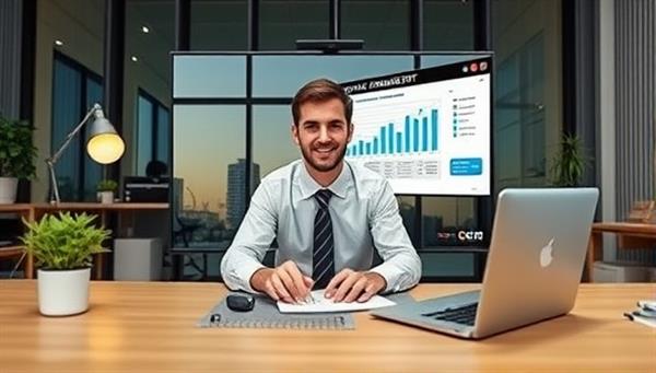 An image of a virtual meeting setup with a professional consultant discussing financial reports with a client via video call, showcasing the convenience and expertise of the virtual CFO service.