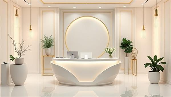 An elegant virtual healthcare concierge service desk with a dedicated concierge assisting a member with medical inquiries and scheduling appointments, surrounded by medical resources and a digital network of healthcare providers, showcasing personalized and exclusive healthcare services.