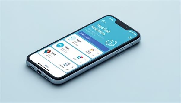 A sleek, modern smartphone displaying a healthcare app interface with options for booking appointments, chatting with medical professionals, and accessing medical records, symbolizing convenience and digital healthcare access.