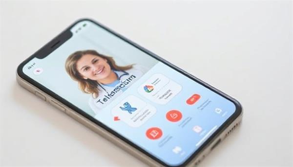 A smartphone displaying a telemedicine app interface with a virtual consultation in progress, showcasing the convenience and accessibility of healthcare services from anywhere.