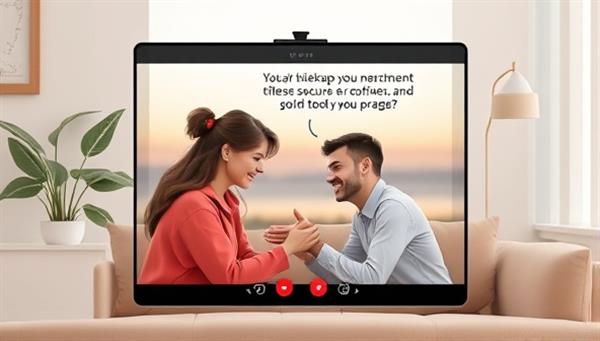 An emotional connection depicted in a virtual therapy session on the platform, showing a therapist and client engaging in a meaningful conversation on a secure video call, with serene background visuals and supportive messaging, conveying comfort and understanding.