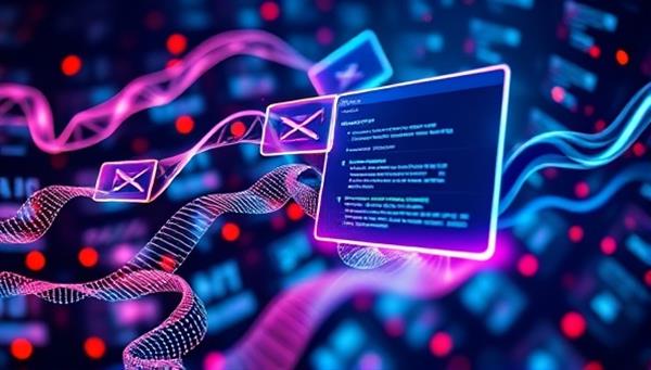 An abstract visualization of data streams flowing into a website interface, transforming into performance enhancements like speed optimizations, content recommendations, and user experience upgrades, symbolizing the power of data-driven decision-making in web design.