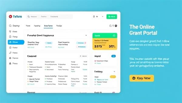 An online grant portal interface featuring a user-friendly dashboard with personalized grant recommendations, funding alerts, and application tips, with grant seekers exploring various funding options and resources, showcasing accessibility and support in the grant application process.