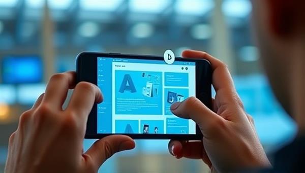 An individual using a smartphone to view an augmented reality version of a website, with interactive 3D elements popping out of the screen, showcasing the immersive and engaging experience facilitated by ARWeb Enhancer