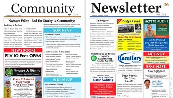 An image of a colorful community newsletter filled with engaging ads from various local businesses.