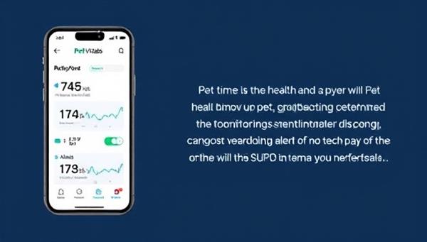 An advanced mobile app interface showcasing real-time health data graphs and alerts for a pet, with a sleek and modern design that conveys the high-tech and intelligent monitoring capabilities of PetVitals AI in pet healthcare.