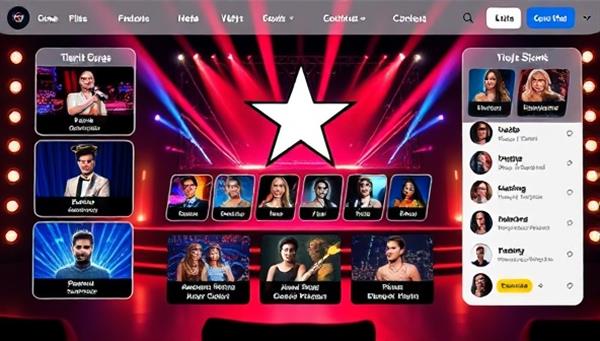 An engaging online talent show interface showcasing various talent categories, contestant profiles, and a live voting system, creating a dynamic and interactive platform for showcasing skills and discovering new talents.