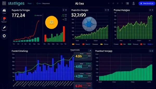 An AI interface displaying real-time sports data and betting insights, with dynamic graphs and statistics illustrating predictive analytics and informed decision-making in sports betting.