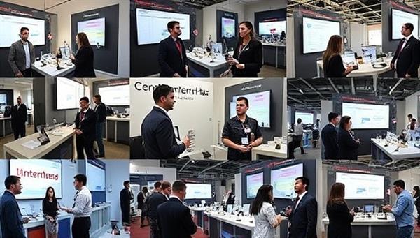 A digital collage depicting a virtual internship fair with students and company representatives interacting in a virtual environment, showcasing the diverse opportunities available through VirtualInternHub.