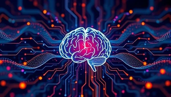 An abstract representation of data streams merging into a central AI brain, symbolizing the platform