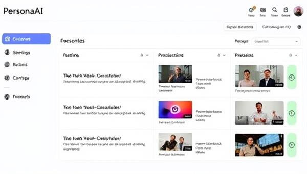 An AI-powered marketing dashboard displaying real-time personalized content recommendations for different customer segments, showcasing the dynamic and data-driven nature of PersonaAI