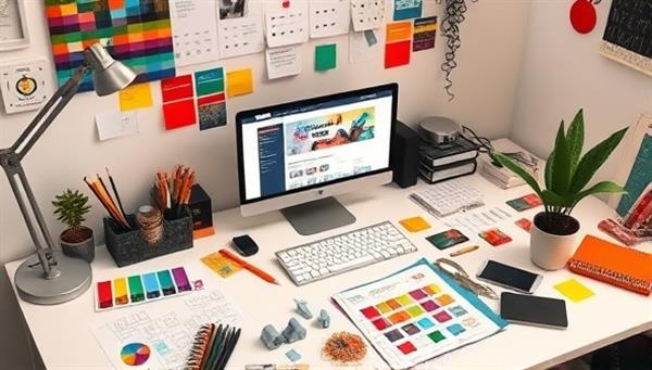 A vibrant and creative workspace with a designer