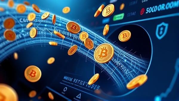 An artistic representation of digital coins flowing into a virtual betting platform, symbolizing the seamless and secure transactions enabled by CryptoBetHub in the cryptocurrency betting world.