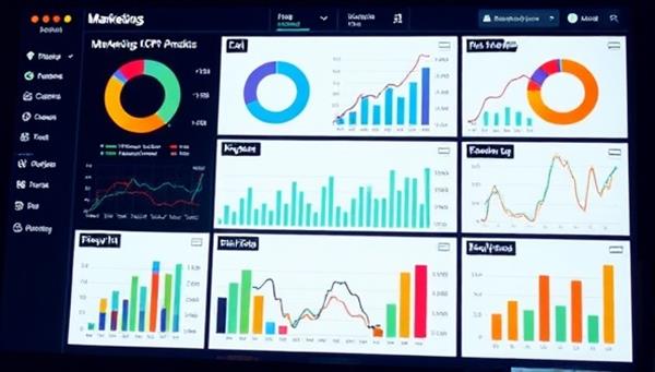 A digital dashboard displaying various marketing metrics and KPIs, overlaid with analytical charts and graphs, symbols of data-driven decision-making and marketing optimization, representing the power of analytics in shaping successful marketing strategies.