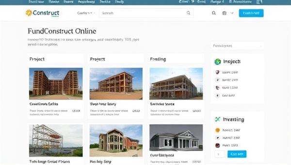 An online marketplace interface for FundConstruct Online showcasing a variety of construction projects seeking financing, with project details, investment options, and funding progress bars, illustrating a transparent and dynamic platform for construction project financing and investment opportunities.