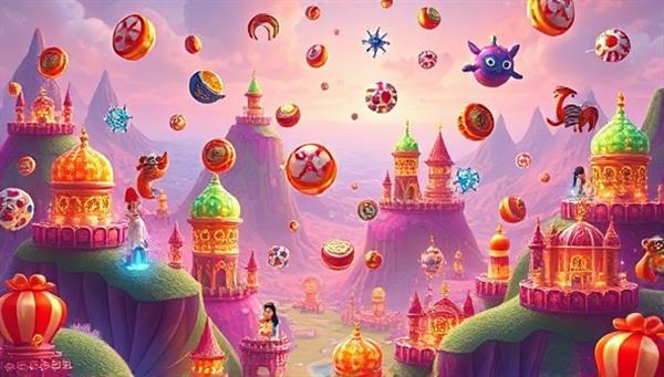 An artistic representation of a virtual casino landscape filled with shimmering NFT collectibles floating in the air, each showcasing unique designs and attributes, surrounded by animated characters interacting with the digital assets, illustrating the fusion of online gambling and NFT collectibles in a visually captivating scene.