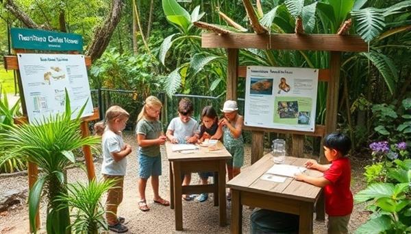 A picturesque outdoor classroom setup amidst lush greenery, featuring students engaged in hands-on nature activities, wildlife observations, and environmental experiments, surrounded by educational signage and natural elements, fostering a sense of wonder and ecological learning.