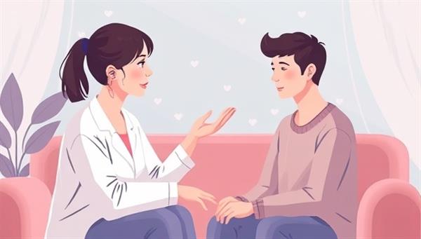 A serene digital illustration featuring a therapist and client engaging in a virtual therapy session, with calming colors and comforting imagery, such as a virtual calming background and supportive gestures, conveying a sense of security and connection in the therapeutic process.