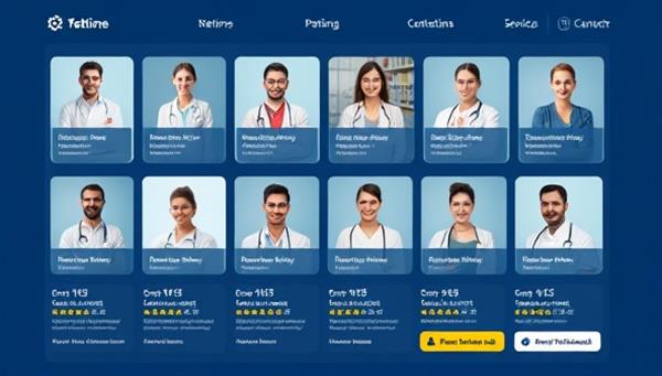 An online platform interface displaying a variety of healthcare services and providers available for virtual consultations, with user reviews and ratings, creating a seamless and comprehensive virtual healthcare marketplace for patients seeking medical advice and treatment.