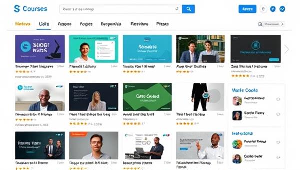 An online course marketplace interface featuring a diverse selection of financial literacy courses, user reviews, and instructor profiles, creating a virtual learning hub for users to enhance their financial knowledge and skills.