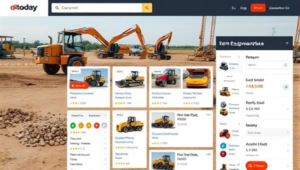 An online marketplace interface showcasing a variety of construction equipment available for rent, with detailed specifications, rental prices, and user reviews, creating a user-friendly and informative platform for equipment selection and rental transactions.