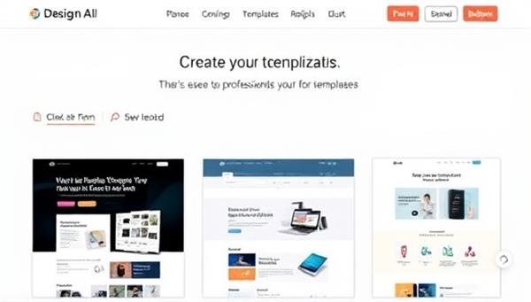 A sleek and modern interface of the DesignAI platform showcasing various website design templates with customizable options, demonstrating the ease and efficiency of creating professional websites.
