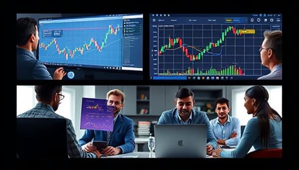 A digital collage featuring diverse individuals collaborating online, analyzing cryptocurrency charts, and discussing investment strategies in a virtual meeting room, symbolizing teamwork and financial growth.
