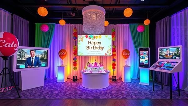 An interactive virtual event setup featuring a customized online celebration with themed decorations, interactive games, and engaging activities, highlighting the creativity and attention to detail provided by VirtualEvent Genie in crafting memorable virtual experiences.
