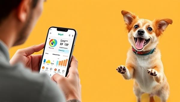 A dynamic image of a pet owner checking their pet