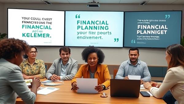 An engaging visual of a virtual financial wellness workshop with diverse employees participating in interactive activities and discussions on financial planning, with motivational quotes and financial empowerment visuals in the background, creating a positive and educational atmosphere.