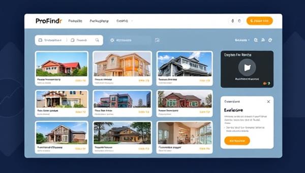 A digital marketplace interface showcasing a variety of off-market properties, investment opportunities, and exclusive deals, symbolizing the convenience and accessibility of virtual real estate sourcing on PropFindr Hub.