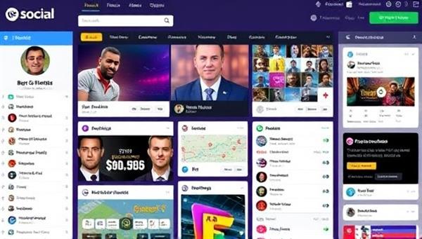 A vibrant and interactive social platform interface showcasing user profiles, betting feeds, community forums, and personalized recommendations, creating a dynamic and engaging social betting experience within BetConnect Social.